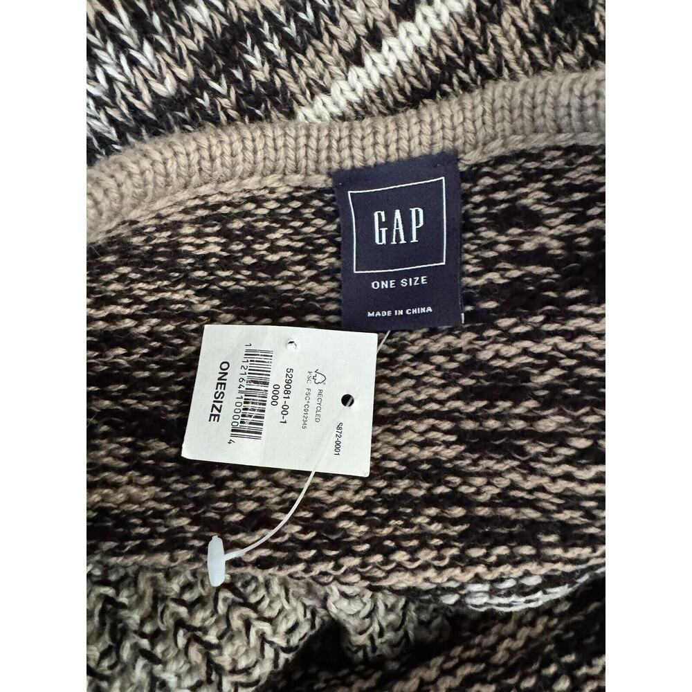 NWT Gap Tribal Stripe Print Wool Blend Pullover Sweater Poncho Cream Brown OS - Picture 8 of 10